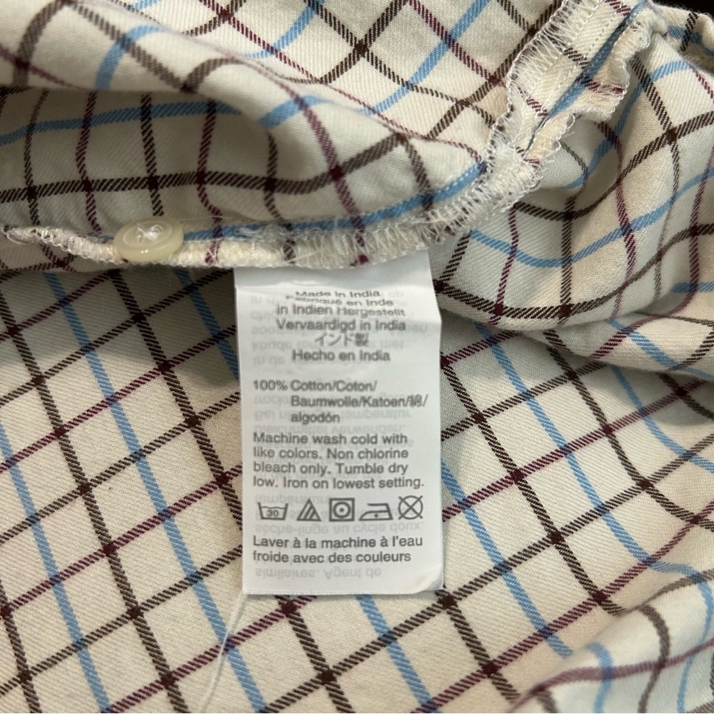 Madewell Women’s Oversized Ex-Boyfriend Plaid Shirt Small Cream Brown Blue - Picture 10 of 12